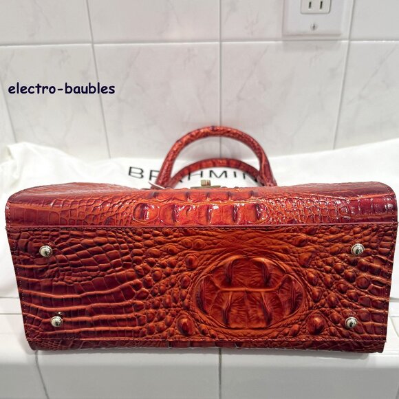 NWT Brahmin Adrian Radiant Red Melbourne Embossed Leather Satchel - CHRISTMAS! - Picture 3 of 13